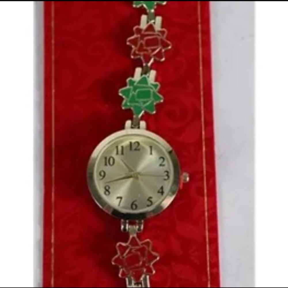 Holiday Lane (Macys) Brand New Red & Green Holiday bow watch
